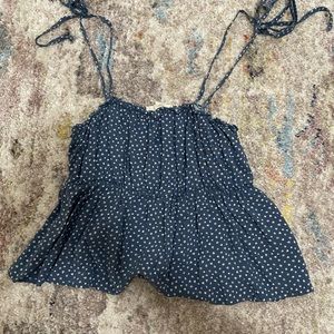 PacSun blue cropped tank top with white flowers